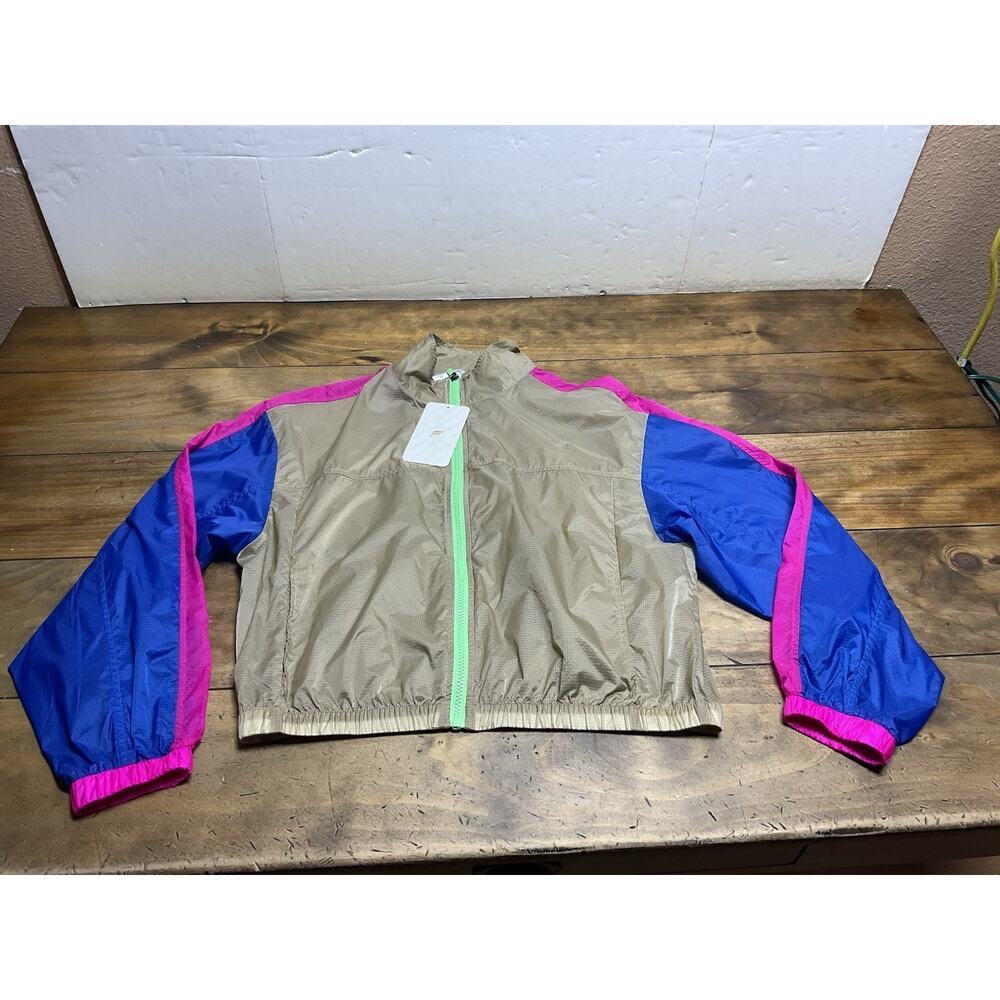 Fabletics Womens Payton Cropped Windbreaker Lightweight Jacket Sz M Colorblock